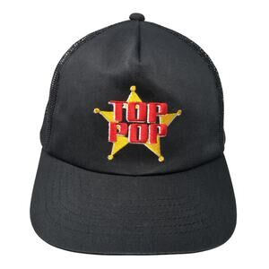 Top Pop Snapback Trucker Hat Black One Size Adjustable Mesh Back Young An